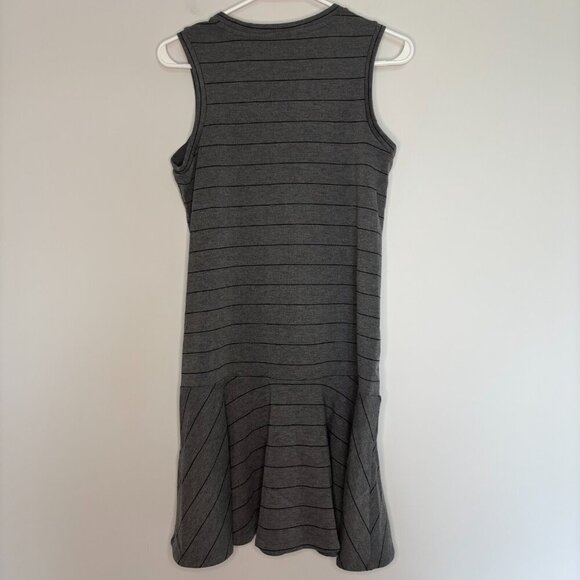 BANANA REPUBLIC Dress Small Gray Black Pinstripe Drop Waist Sleeveless Stretch - Picture 3 of 5
